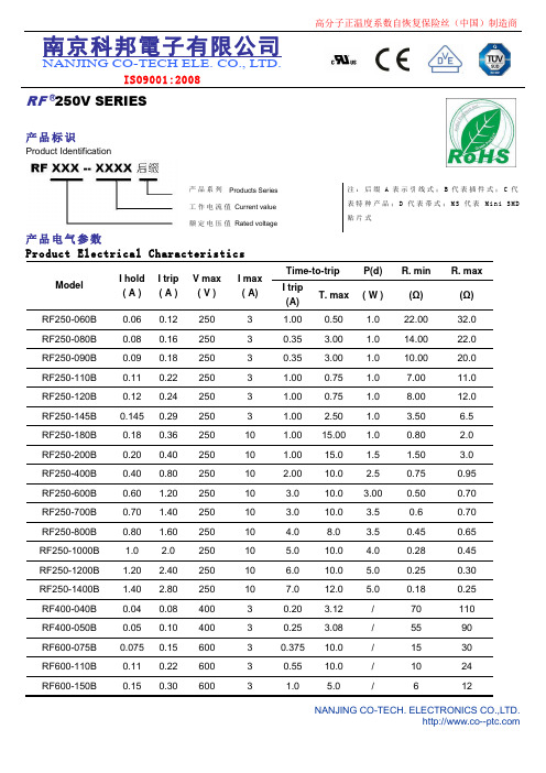 RF系列自恢复保险丝高压系列