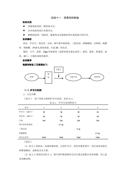 药剂学实验指导——混悬剂的制备