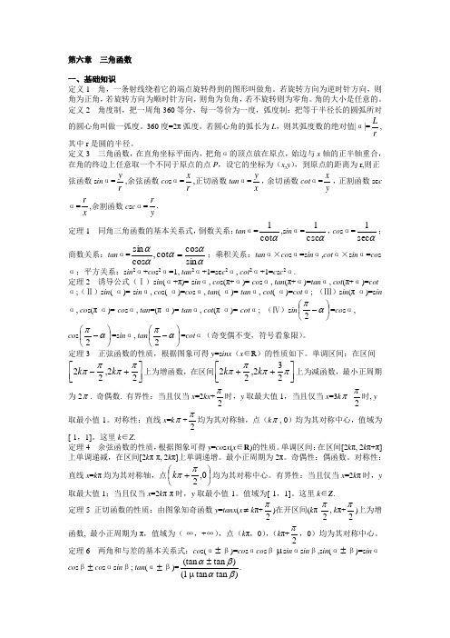 高中数学竞赛第六章  三角函数【讲义】