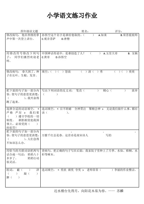 四年级语文课堂拓展练习II (29)