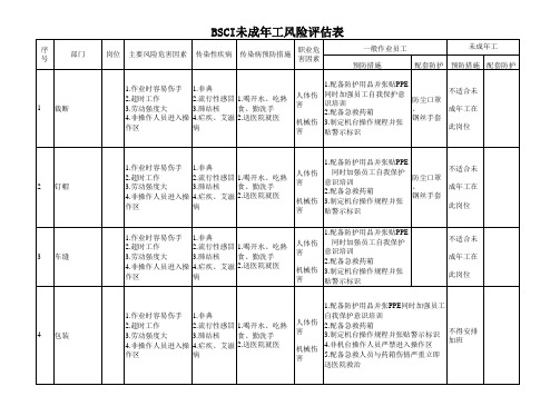 BSCI未成年工风险评估(2018)