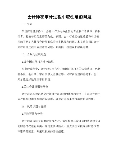 会计师在审计过程中应注意的问题