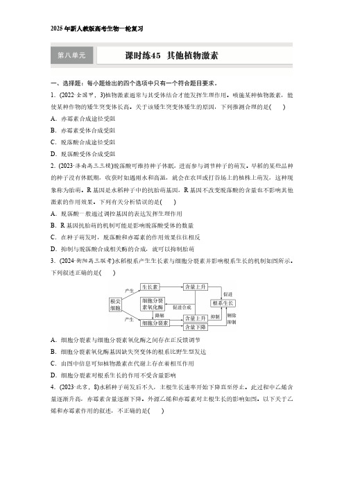 2025年新人教版高考生物一轮复习  第八单元 课时练45 其他植物激素