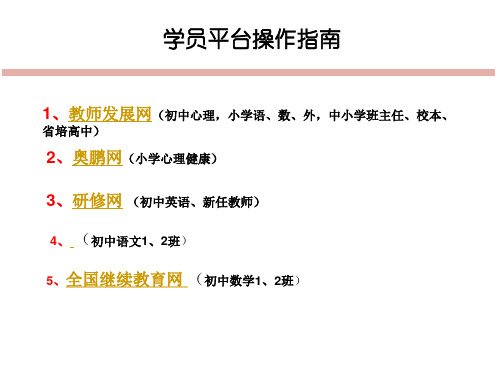 国培计划远程培训学习平台操作手册-学员