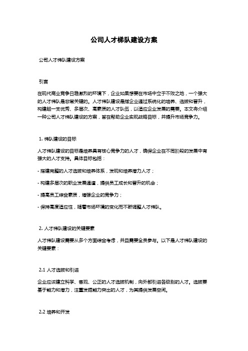 公司人才梯队建设方案