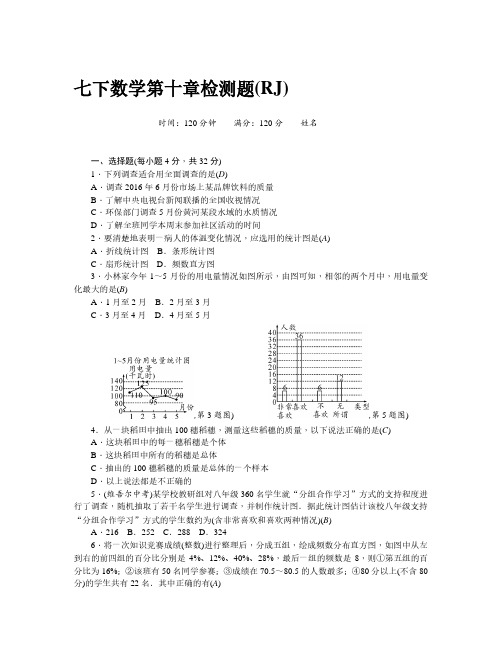 人教版数学七年级下册 -第10章 检测题(附答案)