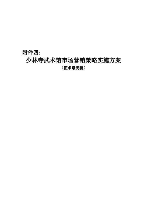 商业地产营销策划 少林寺武术馆市场营销策略实施方案