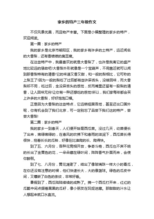 家乡的特产三年级作文