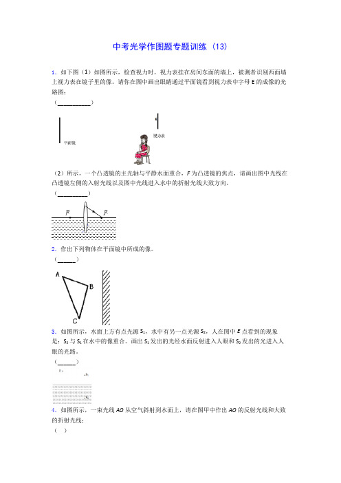 初中物理中考光学作图题专题训练 (13)(含答案解析)
