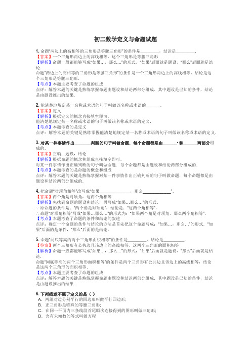 初二数学定义与命题试题
