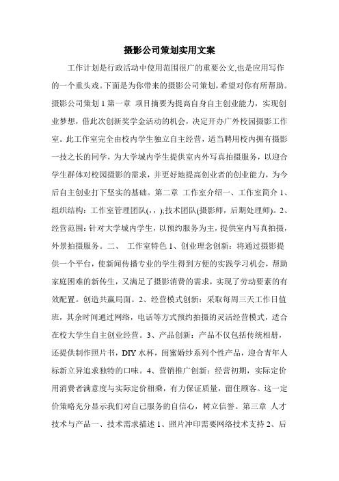 摄影公司策划实用文案