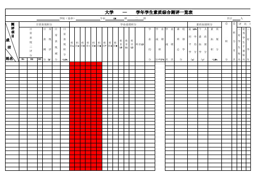 学生素质综合测评一览表模板