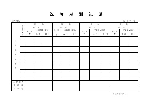 沉降观测记录表格