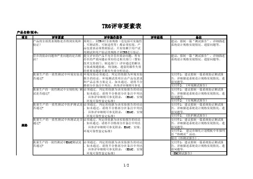 产品开发TR6评审要素表