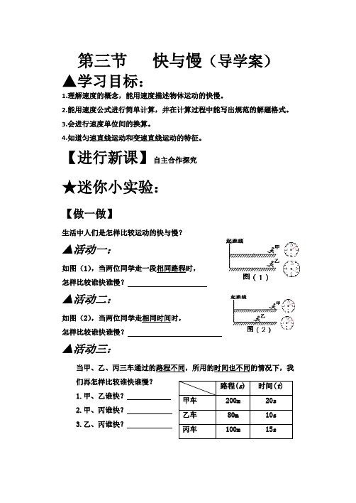 第三节快与慢  学案