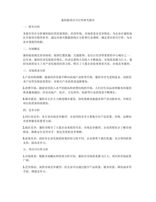 襄阳做项目可行性研究报告