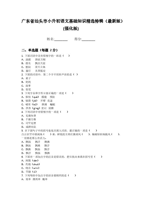 广东省汕头市小升初语文基础知识精选特辑(最新版)(强化版)