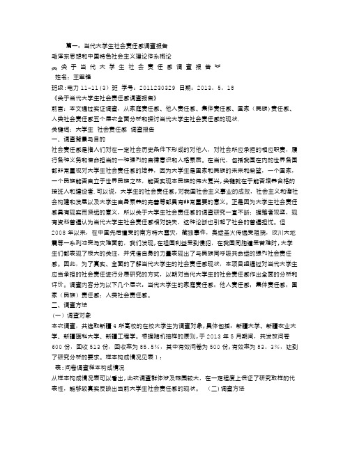 大学生社会责任感社会调查报告