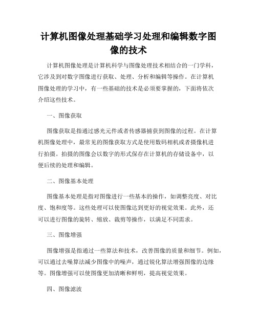 计算机图像处理基础学习处理和编辑数字图像的技术