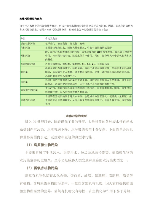 水体污染类型与危害