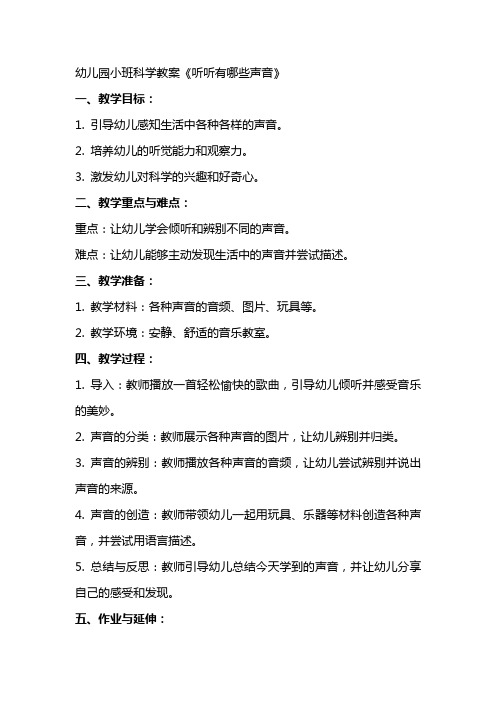 幼儿园小班科学教案《听听有哪些声音》