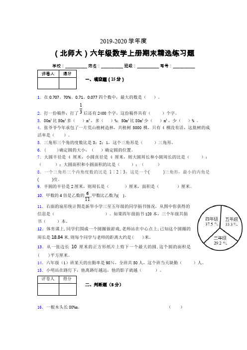 北师大2019-2020学年上学期六年级数学期末精选练习题 (131)