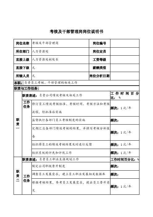 河北石油分公司考核及干部管理岗位说明书