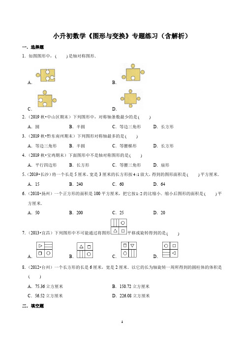 小升初数学《图形与变换》专题练习(含解析)