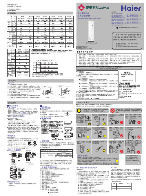 海尔Haier household air conditioner KF-50LW_02RA1-S2 KFRd-72LW_02RA1-S2 安装手册说明书