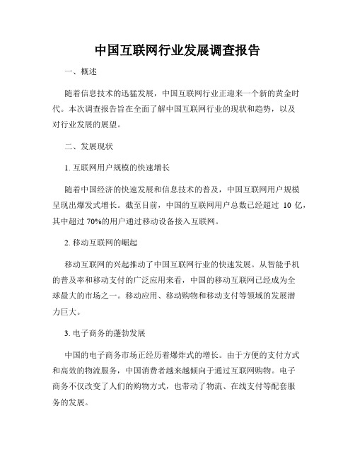 中国互联网行业发展调查报告