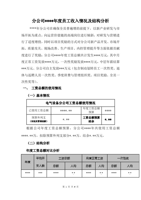 员工年度薪酬收入结构分析报告