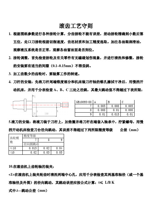 滚齿工艺守则
