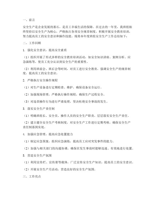 班组安全生产总结范文