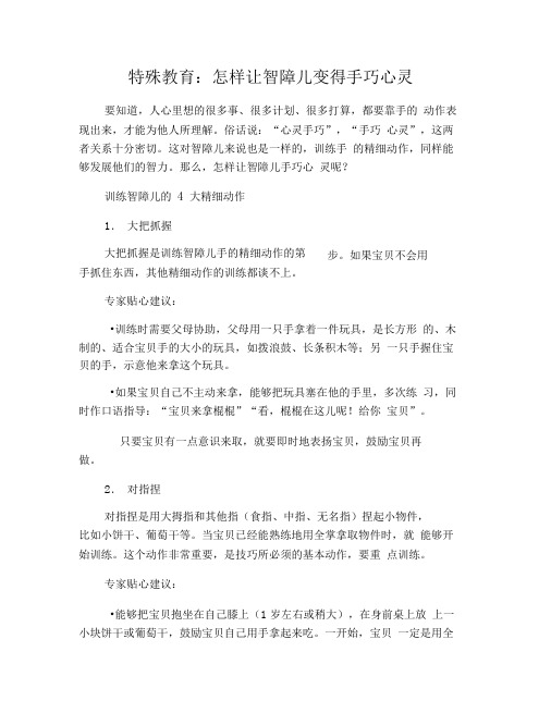 特殊教育：怎样让智障儿变得手巧心灵