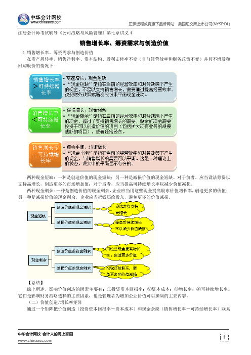 销售增长率、筹资需求与创造价值--注册会计师考试辅导《公司战略与风险管理》第七章讲义4