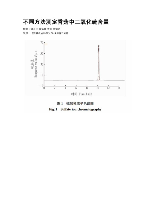 不同方法测定香菇中二氧化硫含量