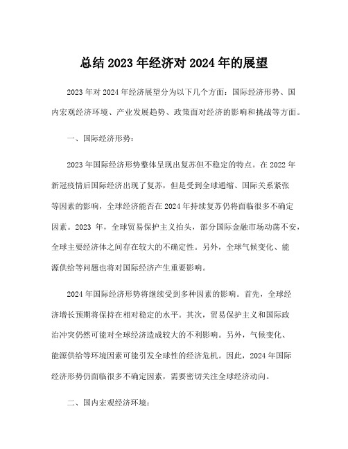 总结2023年经济对2024年的展望