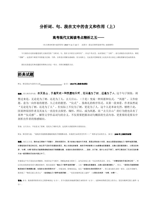 分析词句段在文中的含义和作用