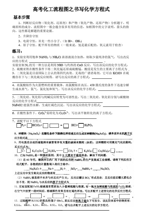 高考化工流程图之书写化学方程式