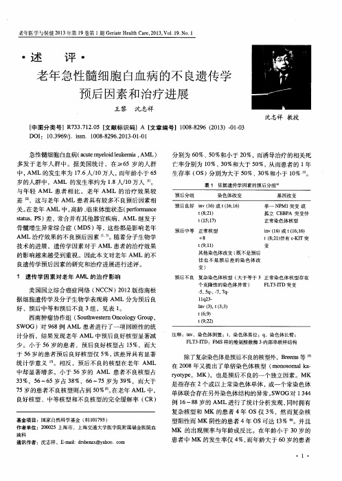 老年急性髓细胞白血病的不良遗传学预后因素和治疗进展