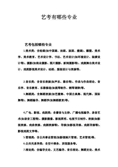 艺考有哪些专业