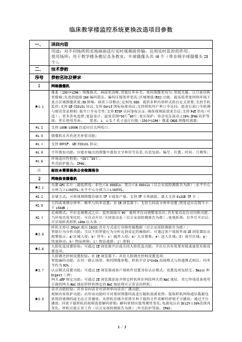 临床教学楼监控系统更换改造项目参数