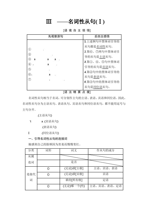 18-19 Unit 1 Section Ⅲ Grammar——名词性从句(Ⅰ)