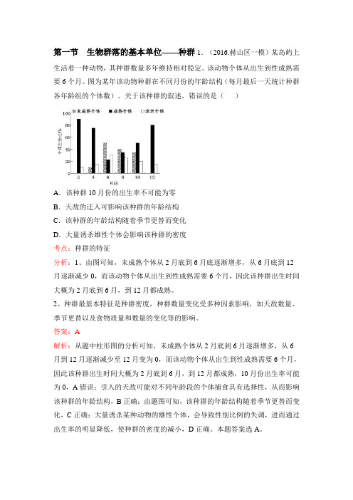 苏教版高中生物必修3 3.1《生物群落的基本单位——种群》高考领航