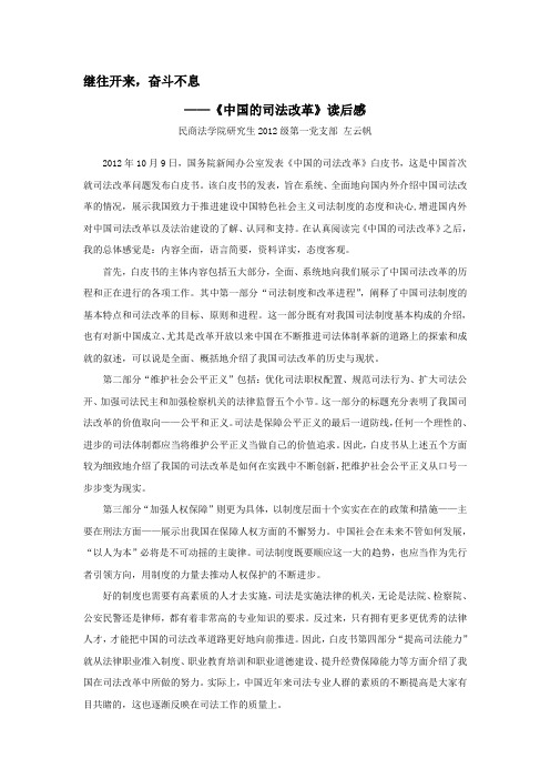 《中国的司法改革》读后感