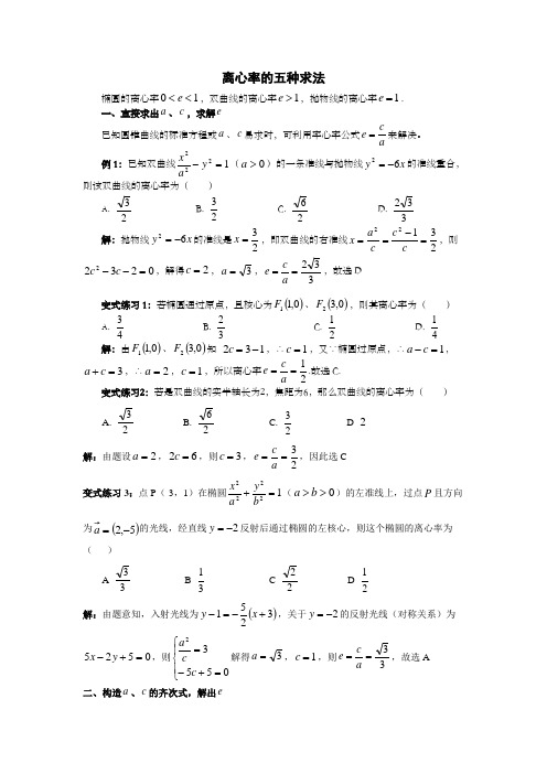 椭圆离心率求法经典全面