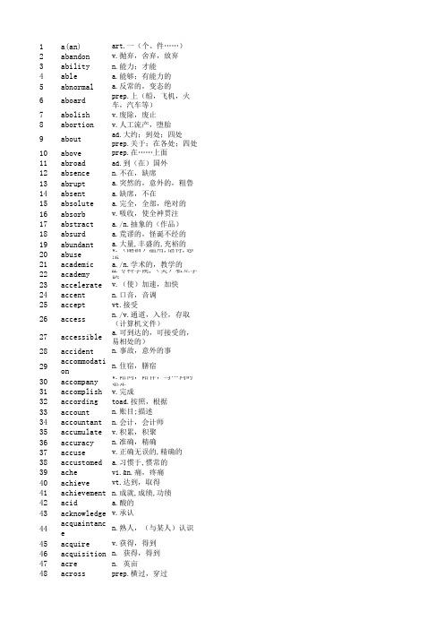 英语高考必会3500词汇表