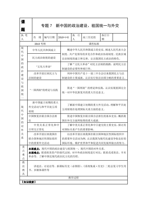 2010年高考历史二轮考点梳理复习7