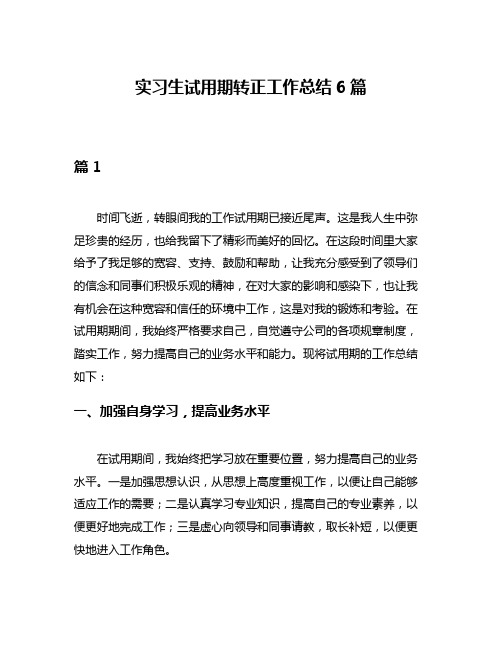 实习生试用期转正工作总结6篇