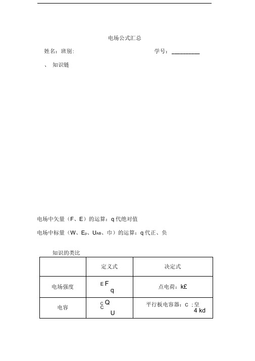 电场公式总汇